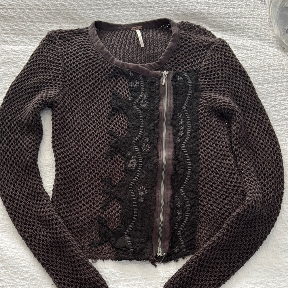 Chic Black Lace Detail Cardigan